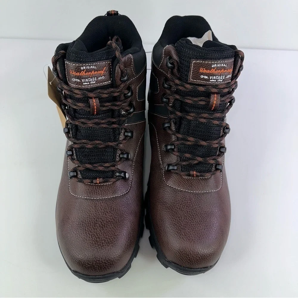 Weatherproof Vintage Jasper Outdoor Boots Mens 13M Brown Faux Leather Shoes NWB